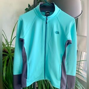 The North Face athletic zip-up. Mint green/aqua colour. size S